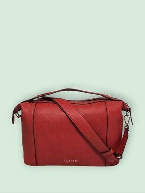 Cole Haan Grand Series Soft Pebbled Leather Satchel-Cranberry Red-EUC